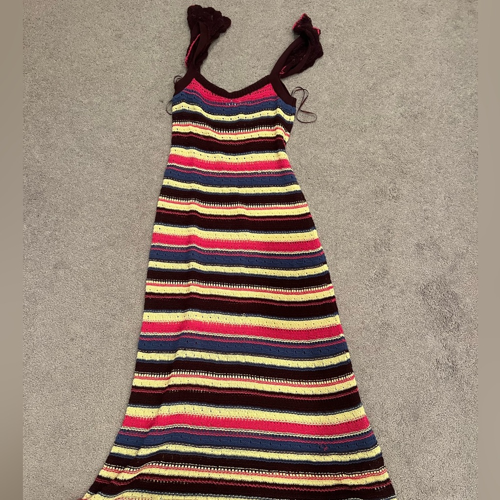 Multicolor Striped Knit/Crochet Dress